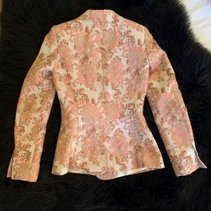 Zara lacquered blazer, pink floral, size xs